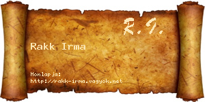 Rakk Irma névjegykártya